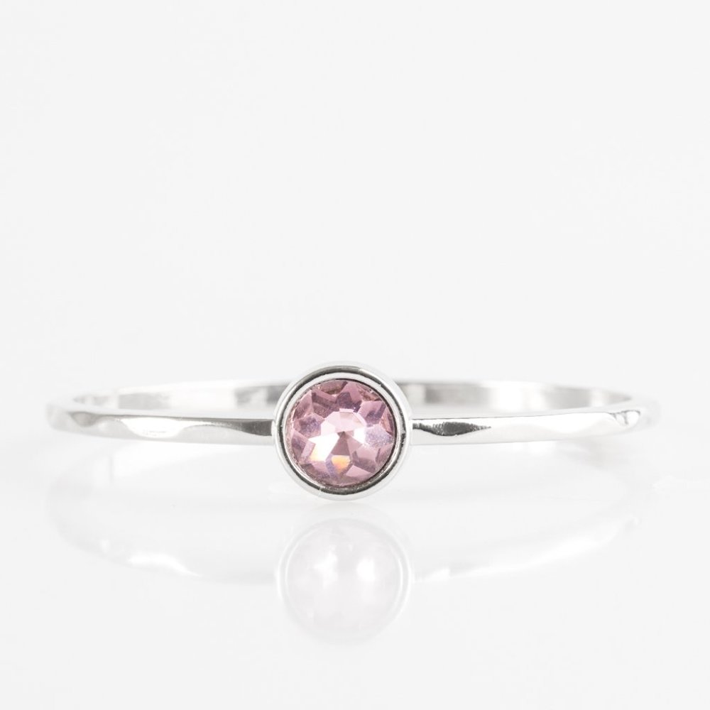 Silver bangle with pink stone Paparazzi bracelet